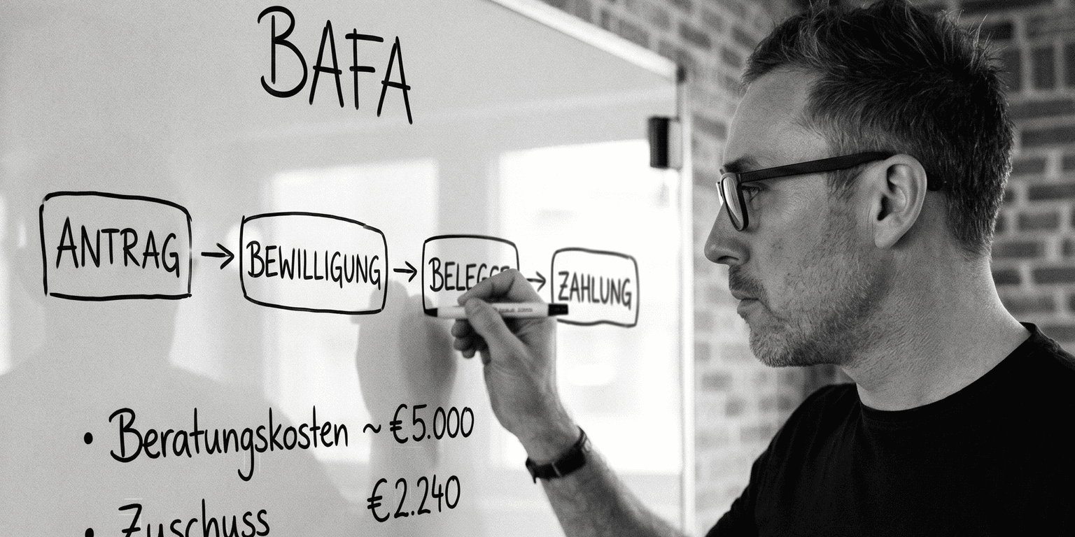 Unternehmer beim BAFA-Gespräch mit Lukas Ebner