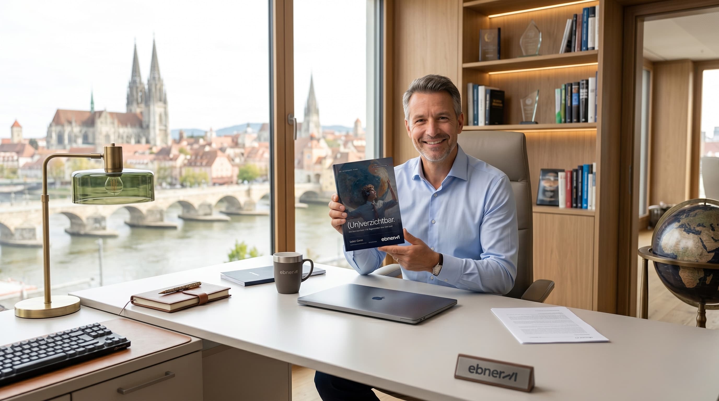 Unternehmer mit Buch in der Hand